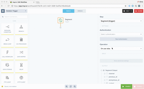 An animation showing someone triggering a user deletion in tray.